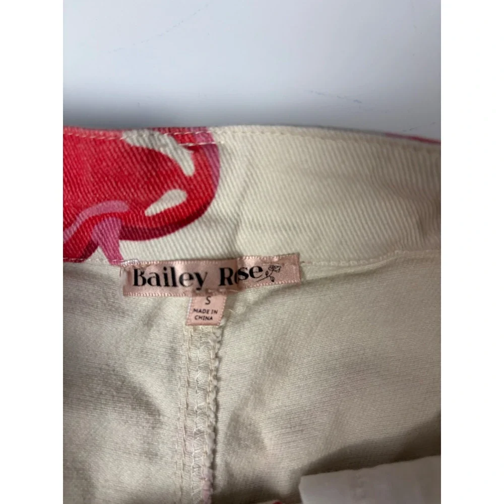 Women's Cream Red Cherry Fruitcore Wide Leg Pants Size S Kidcore Statement